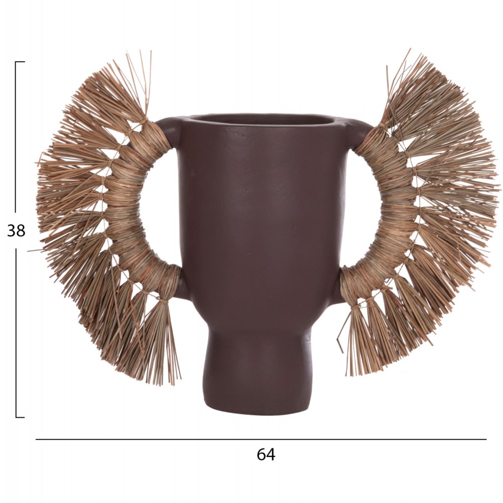 Επιτραπέζιο διακοσμητικό βάζο "ALICA" από τερακότα/grass σε χρώμα σοκολατί 64x22x38