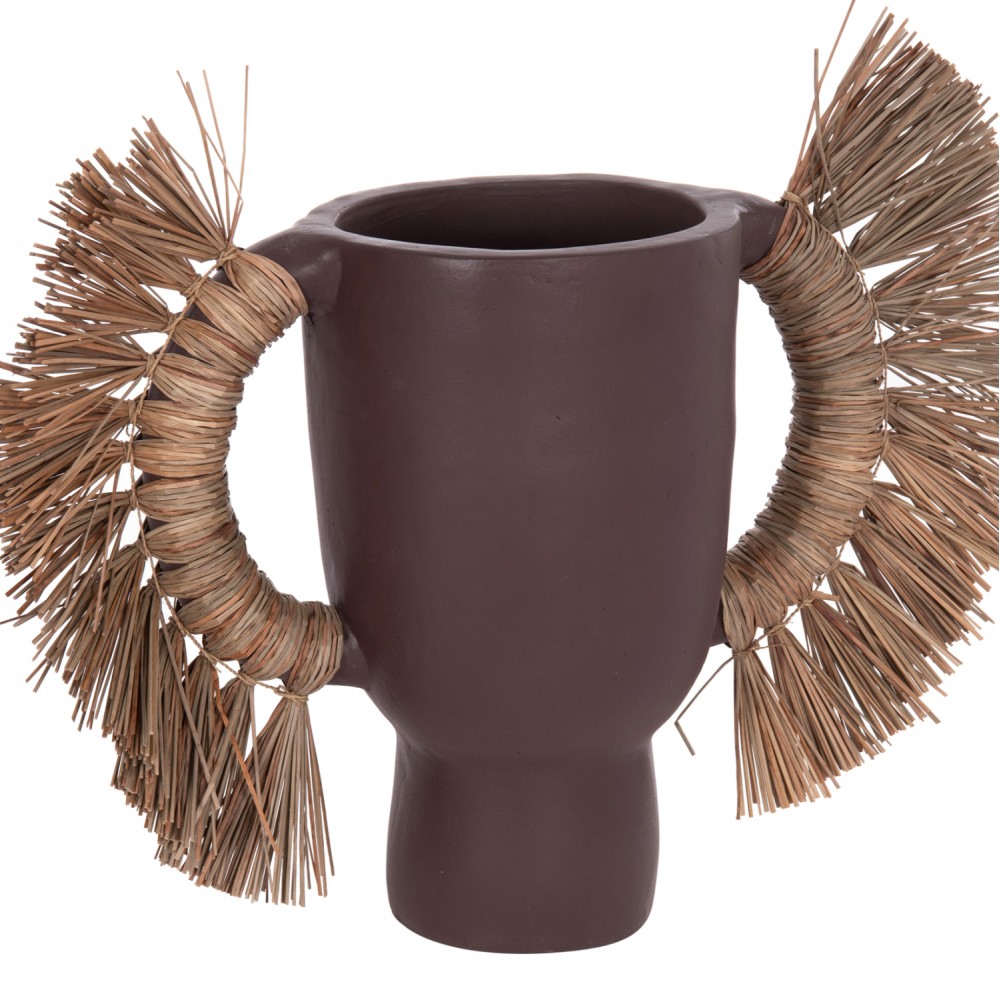 Επιτραπέζιο διακοσμητικό βάζο "ALICA" από τερακότα/grass σε χρώμα σοκολατί 64x22x38