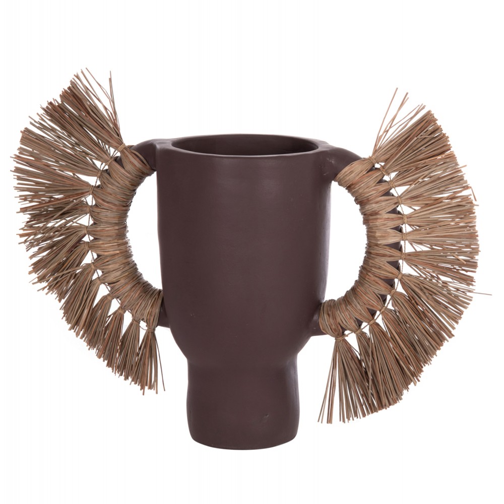 Επιτραπέζιο διακοσμητικό βάζο "ALICA" από τερακότα/grass σε χρώμα σοκολατί 64x22x38