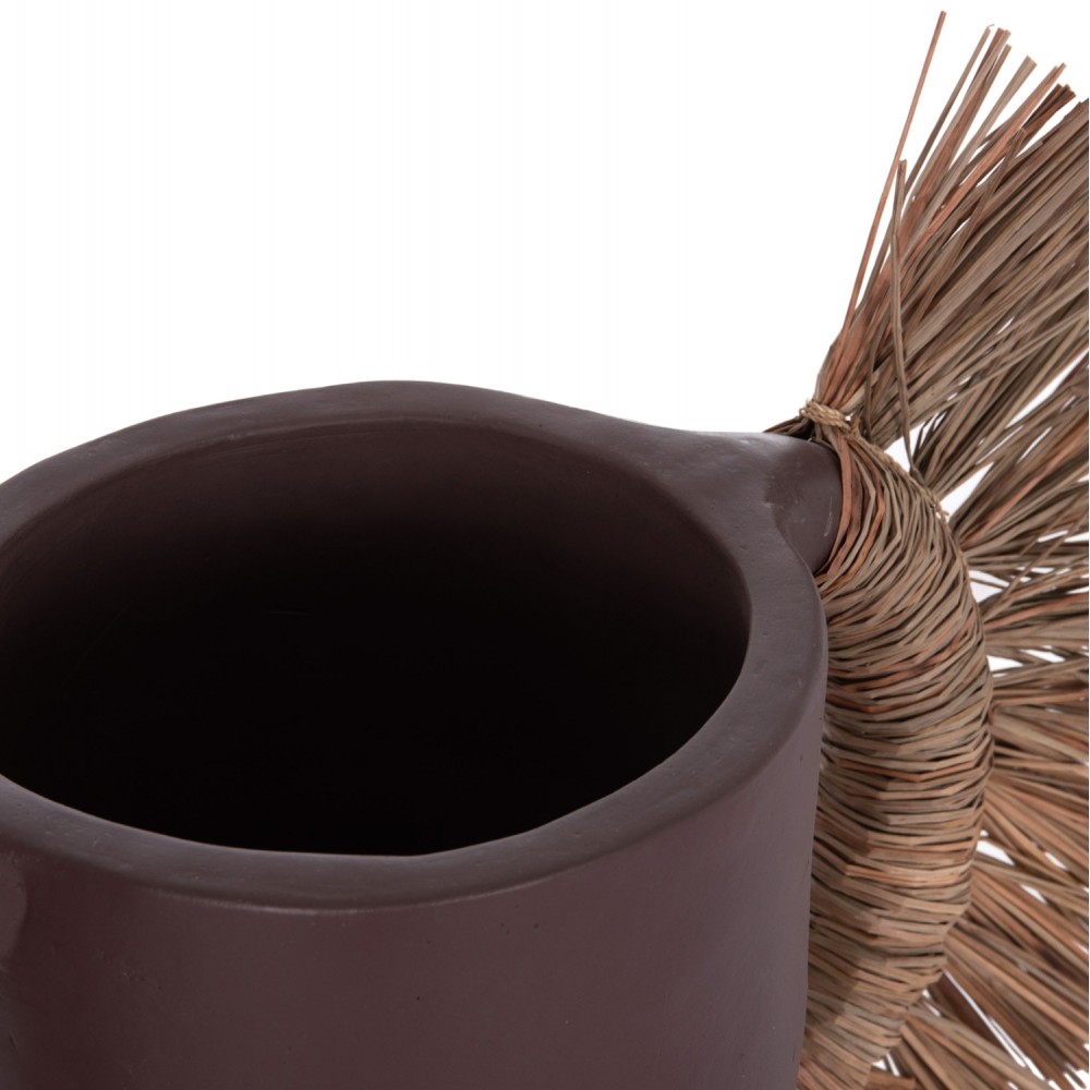 Επιτραπέζιο διακοσμητικό βάζο "ALICA" από τερακότα/grass σε χρώμα σοκολατί 64x22x38