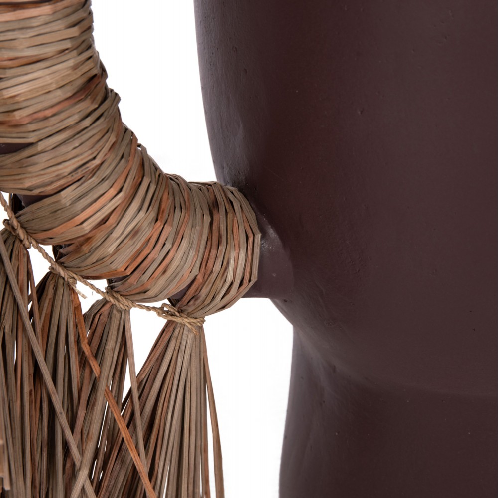 Επιτραπέζιο διακοσμητικό βάζο "ALICA" από τερακότα/grass σε χρώμα σοκολατί 64x22x38