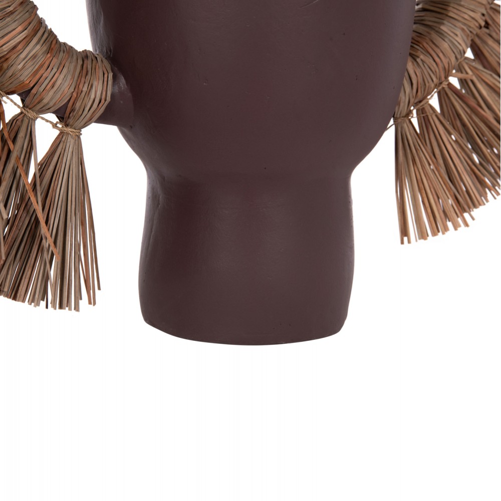 Επιτραπέζιο διακοσμητικό βάζο "ALICA" από τερακότα/grass σε χρώμα σοκολατί 64x22x38