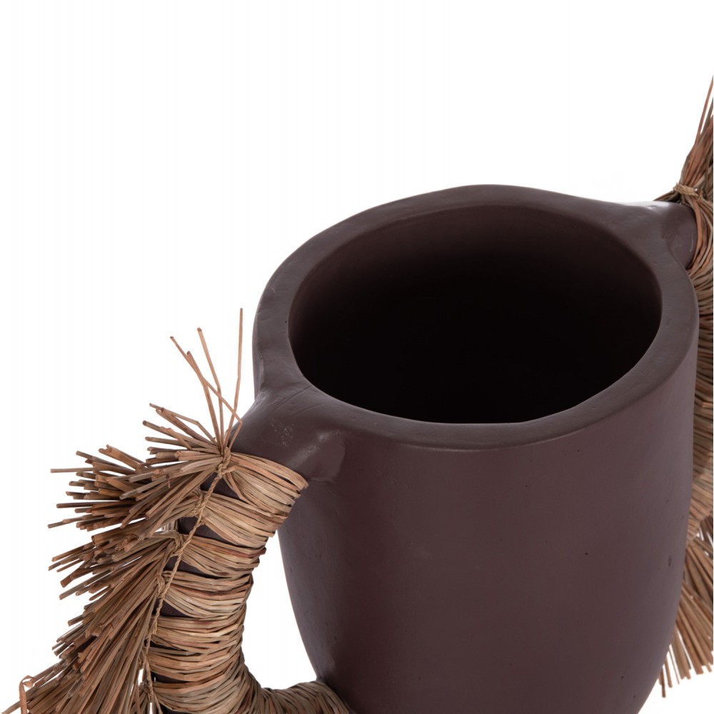 Επιτραπέζιο διακοσμητικό βάζο "ALICA" από τερακότα/grass σε χρώμα σοκολατί 64x22x38