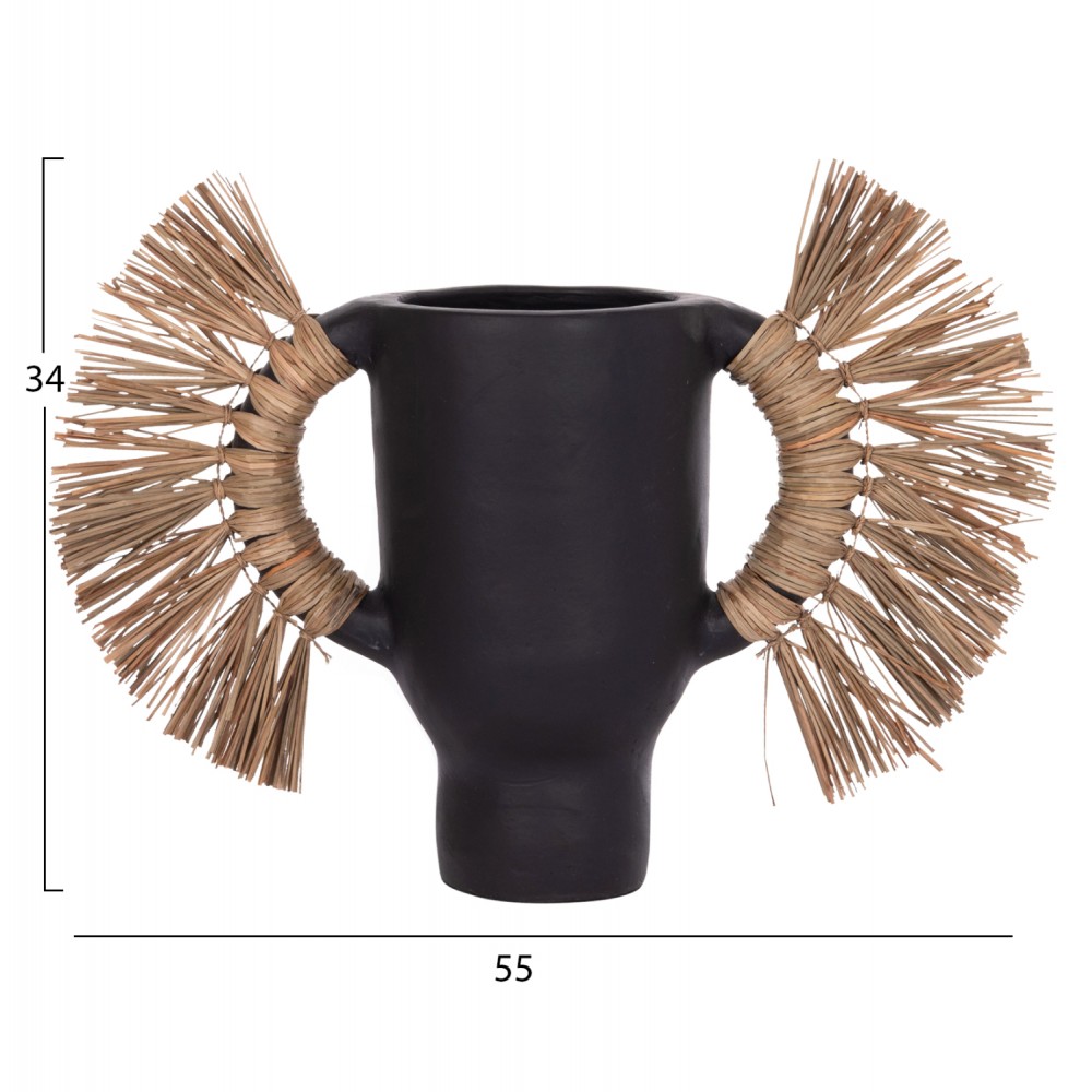 Επιτραπέζιο διακοσμητικό βάζο "ALICA" από τερακότα/grass σε χρώμα μαύρο 55x19x34