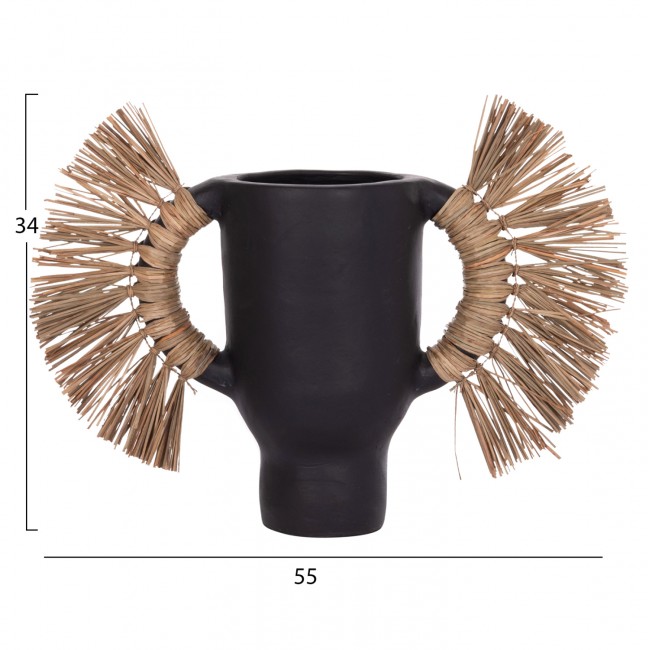 Επιτραπέζιο διακοσμητικό βάζο "ALICA" από τερακότα/grass σε χρώμα μαύρο 55x19x34