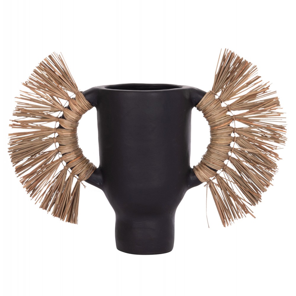 Επιτραπέζιο διακοσμητικό βάζο "ALICA" από τερακότα/grass σε χρώμα μαύρο 55x19x34