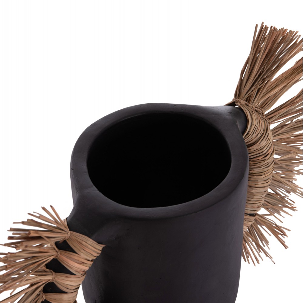 Επιτραπέζιο διακοσμητικό βάζο "ALICA" από τερακότα/grass σε χρώμα μαύρο 55x19x34