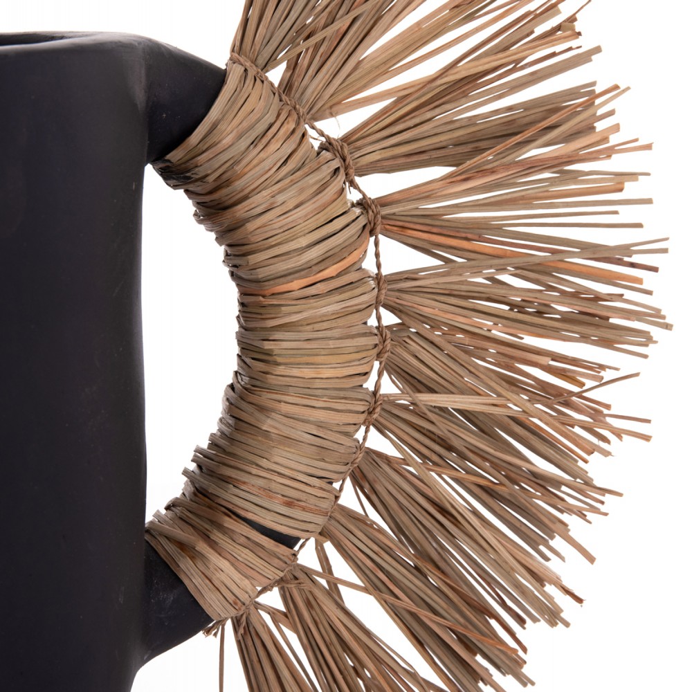 Επιτραπέζιο διακοσμητικό βάζο "ALICA" από τερακότα/grass σε χρώμα μαύρο 55x19x34