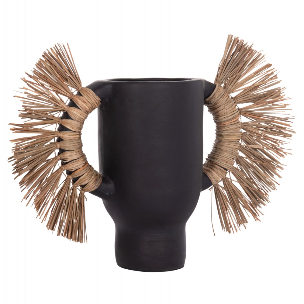 Επιτραπέζιο διακοσμητικό βάζο "ALICA" από τερακότα/grass σε χρώμα μαύρο 55x19x34
