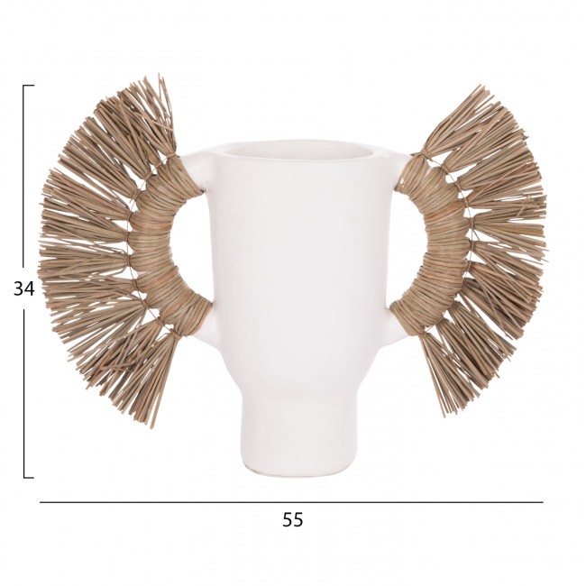 Επιτραπέζιο διακοσμητικό βάζο "ALICA" από τερακότα/grass σε χρώμα λευκό 55x19x34