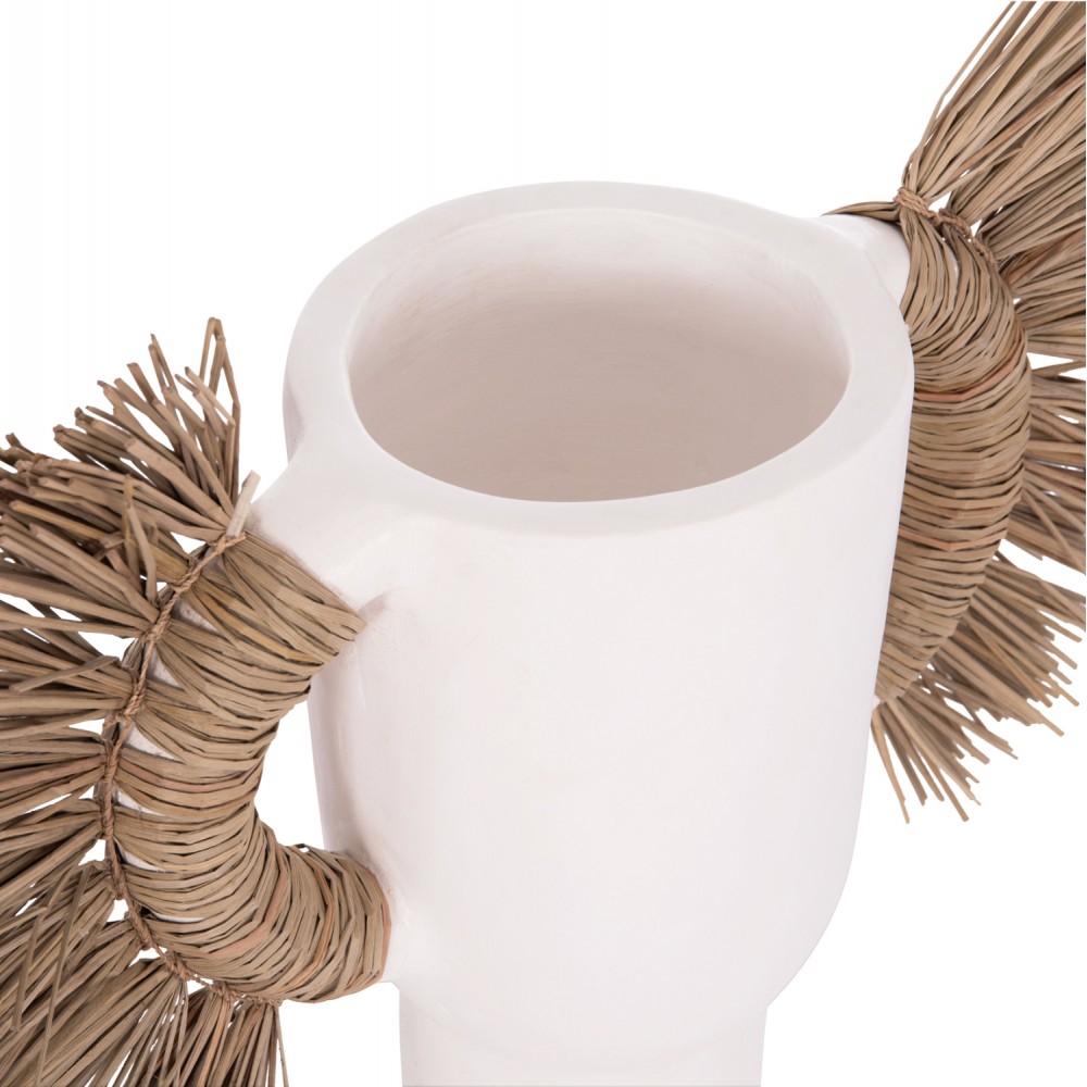 Επιτραπέζιο διακοσμητικό βάζο "ALICA" από τερακότα/grass σε χρώμα λευκό 55x19x34