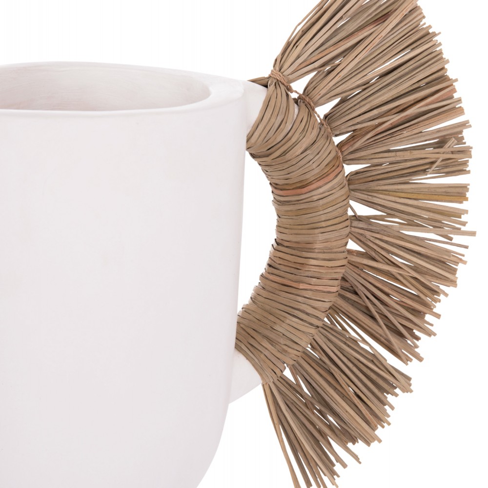 Επιτραπέζιο διακοσμητικό βάζο "ALICA" από τερακότα/grass σε χρώμα λευκό 55x19x34