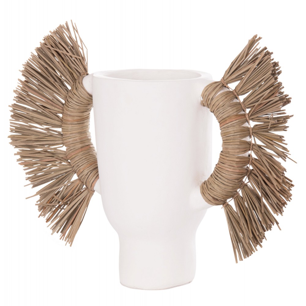 Επιτραπέζιο διακοσμητικό βάζο "ALICA" από τερακότα/grass σε χρώμα λευκό 55x19x34