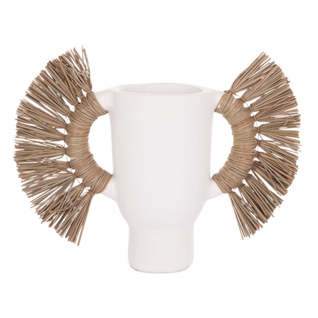 Επιτραπέζιο διακοσμητικό βάζο "ALICA" από τερακότα/grass σε χρώμα λευκό 55x19x34