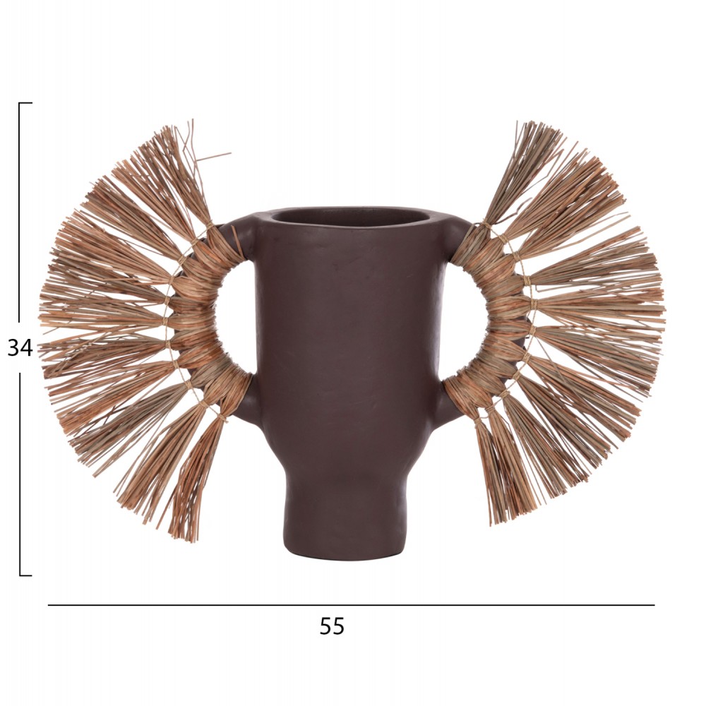 Επιτραπέζιο διακοσμητικό βάζο "ALICA" από τερακότα/grass σε χρώμα σοκολατί 55x19x34