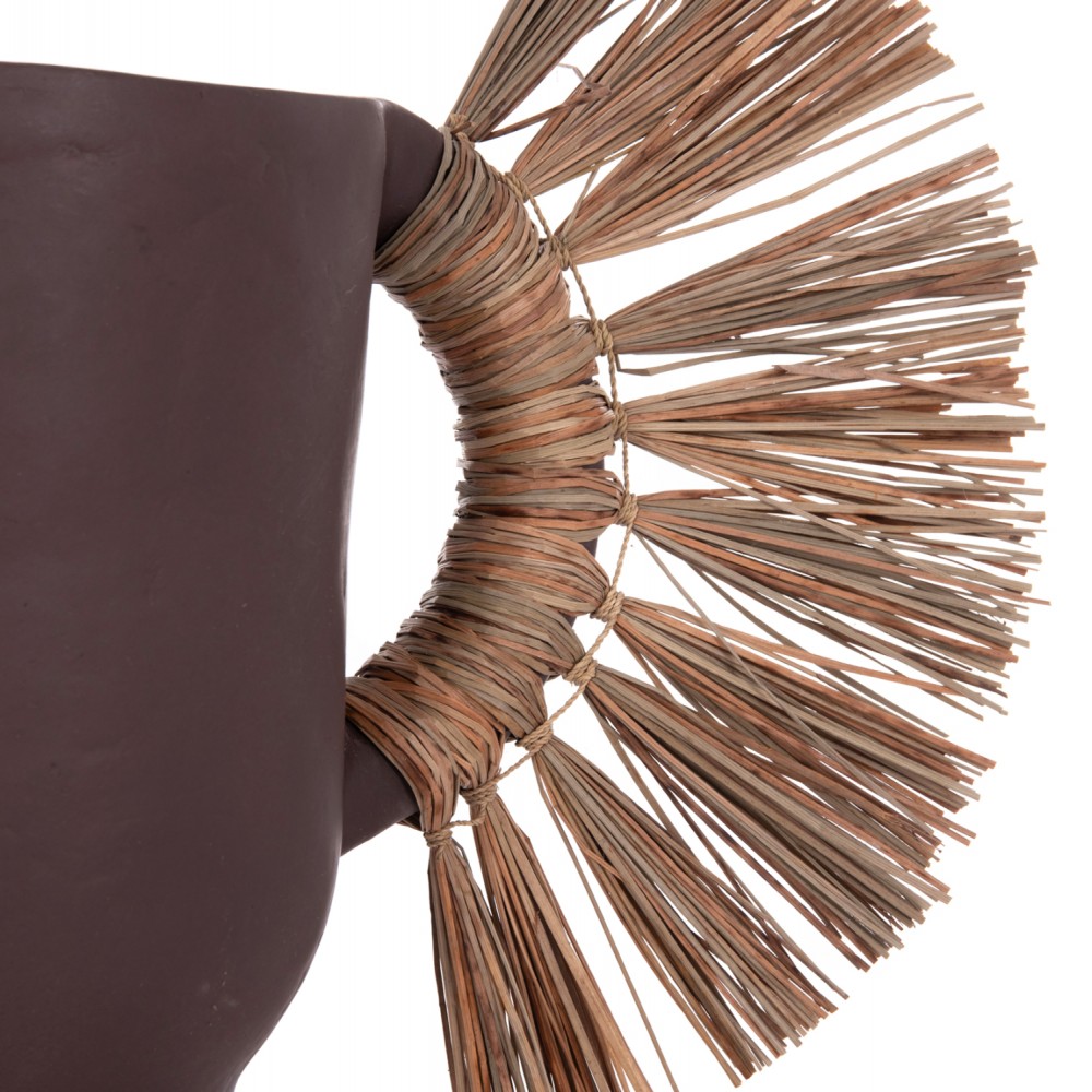 Επιτραπέζιο διακοσμητικό βάζο "ALICA" από τερακότα/grass σε χρώμα σοκολατί 55x19x34