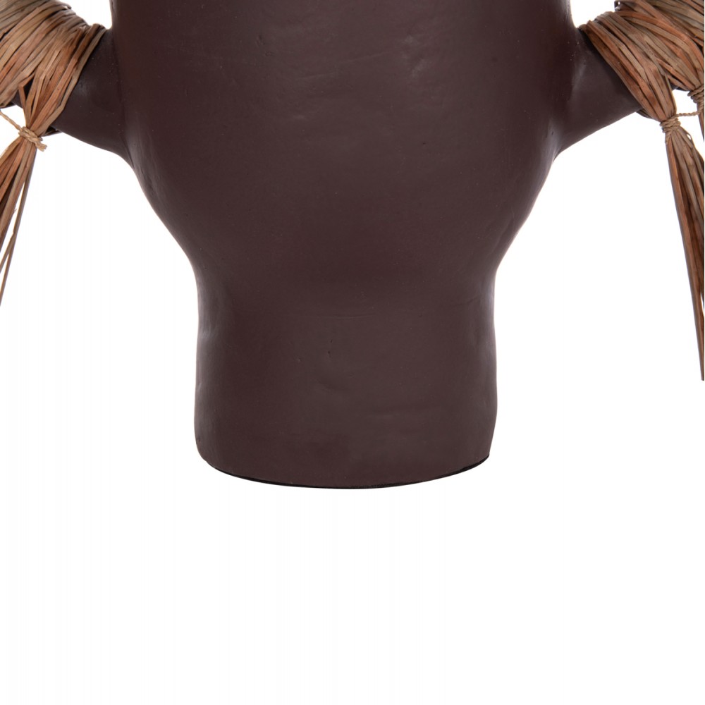 Επιτραπέζιο διακοσμητικό βάζο "ALICA" από τερακότα/grass σε χρώμα σοκολατί 55x19x34