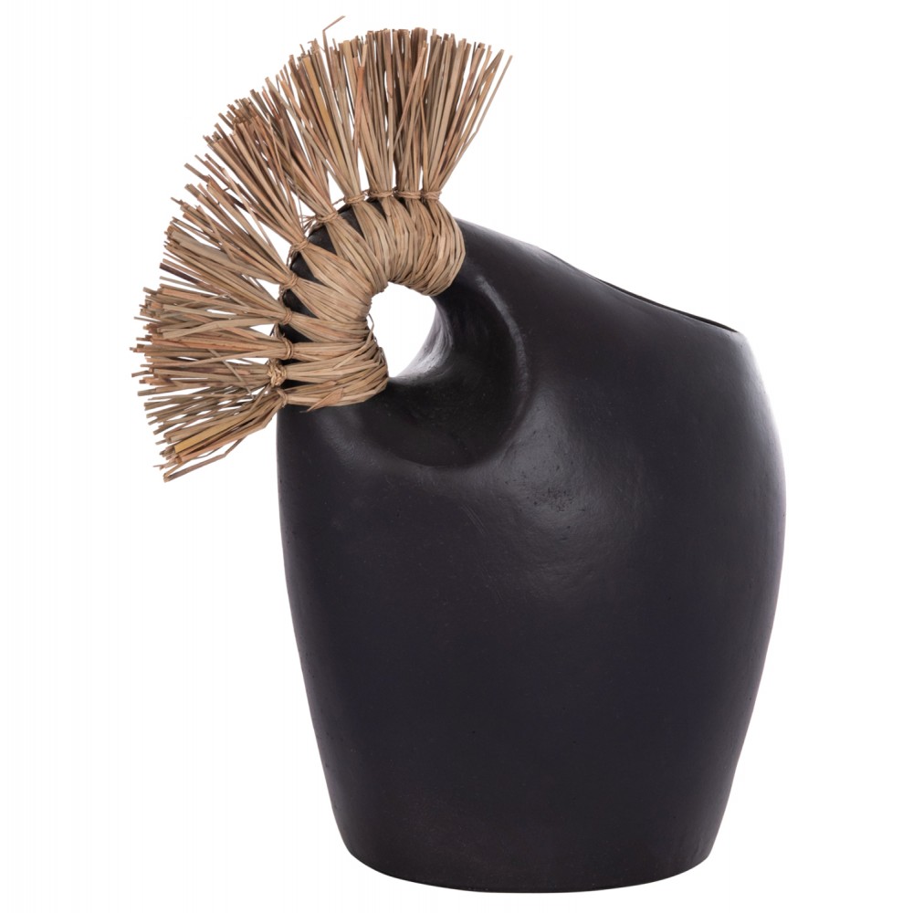 Επιτραπέζιο διακοσμητικό βάζο "ALICA2" από τερακότα/grass σε χρώμα μαύρο 44x18x50