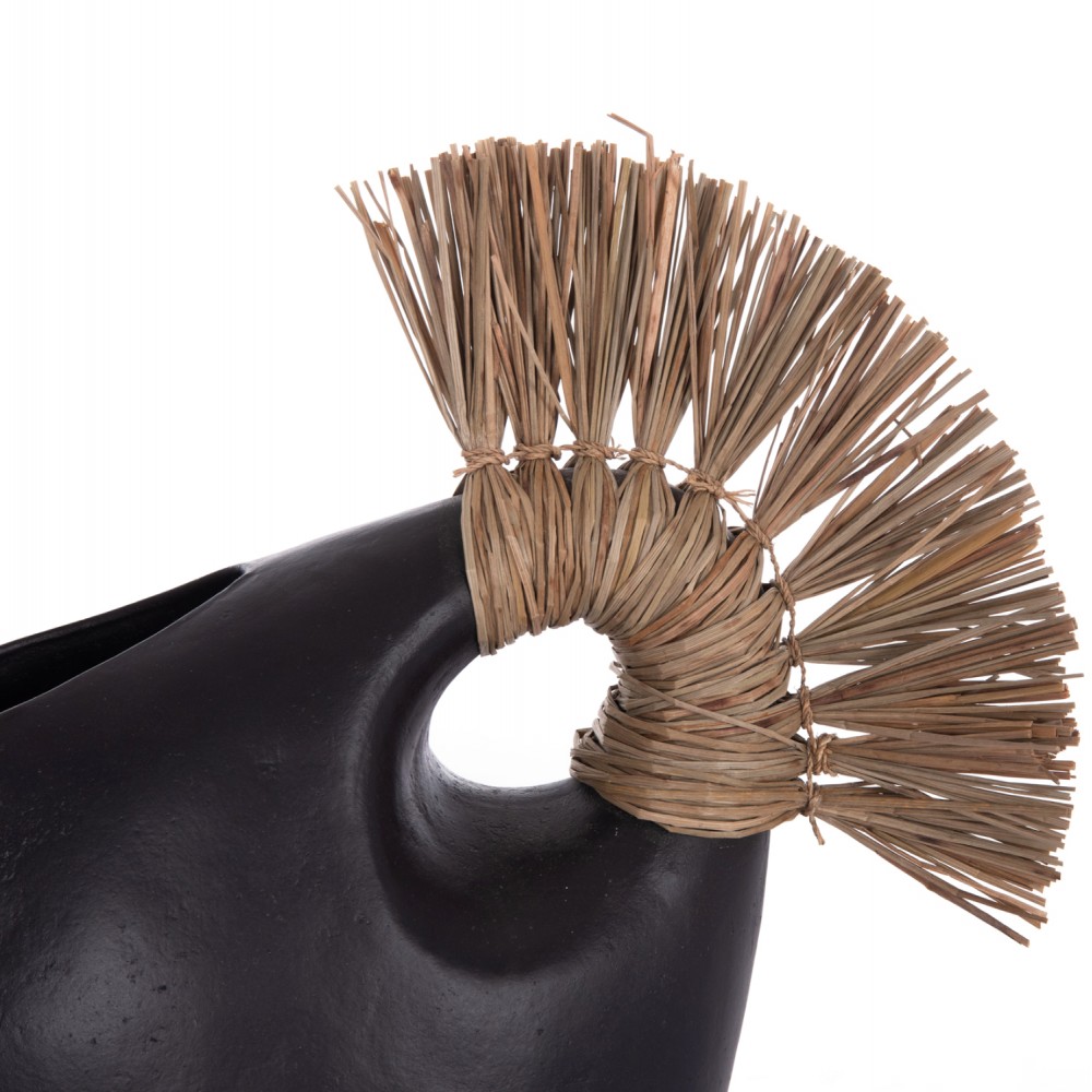 Επιτραπέζιο διακοσμητικό βάζο "ALICA2" από τερακότα/grass σε χρώμα μαύρο 44x18x50