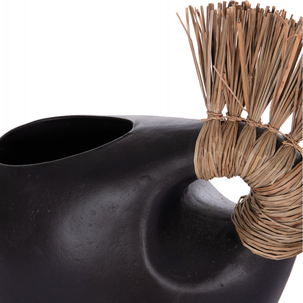 Επιτραπέζιο διακοσμητικό βάζο "ALICA2" από τερακότα/grass σε χρώμα μαύρο 44x18x50