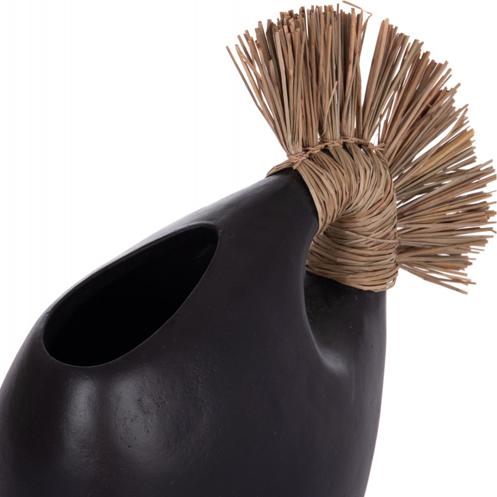 Επιτραπέζιο διακοσμητικό βάζο "ALICA2" από τερακότα/grass σε χρώμα μαύρο 44x18x50