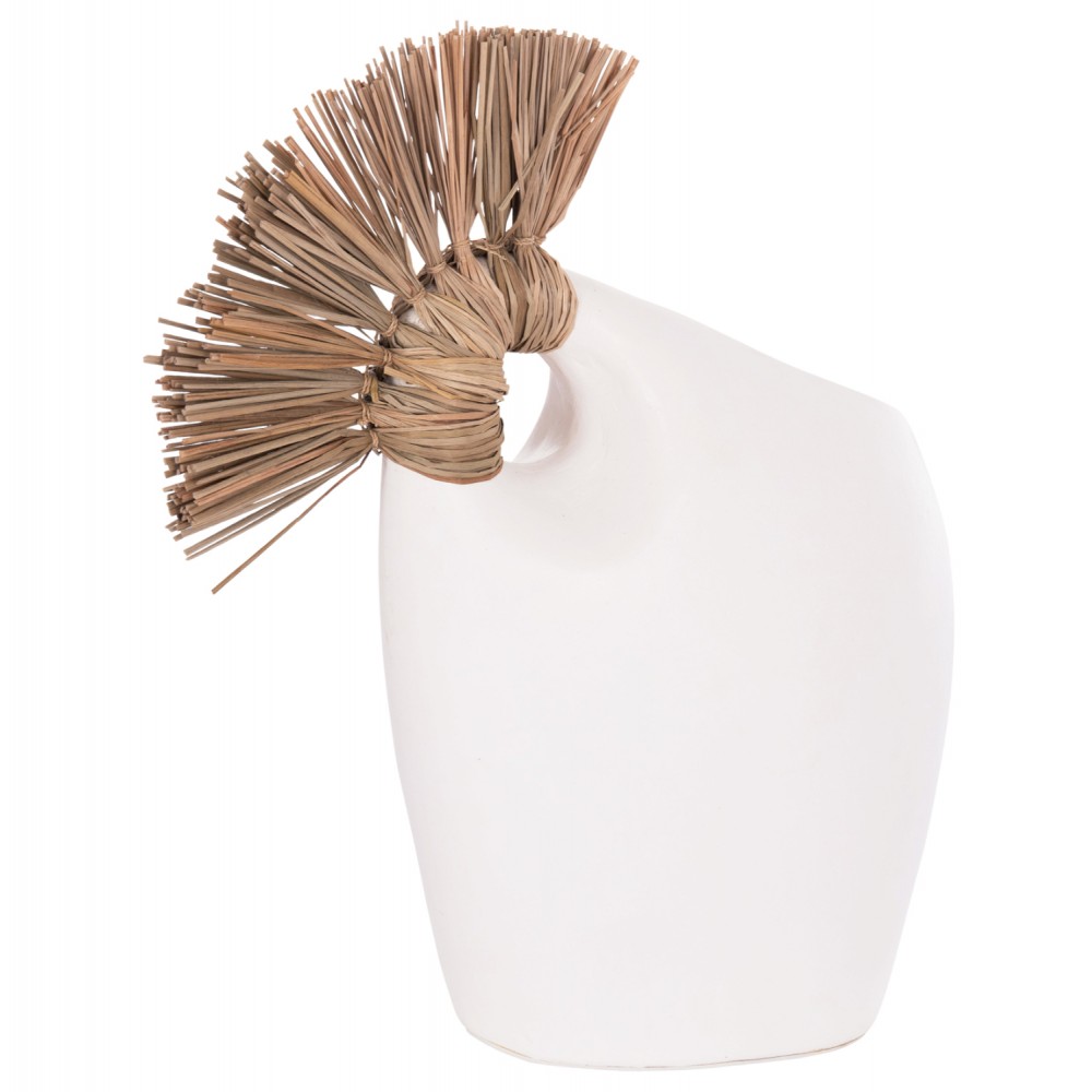 Επιτραπέζιο διακοσμητικό βάζο "ALICA2" από τερακότα/grass σε χρώμα λευκό 44x18x50