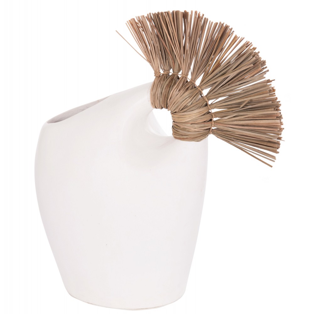 Επιτραπέζιο διακοσμητικό βάζο "ALICA2" από τερακότα/grass σε χρώμα λευκό 44x18x50