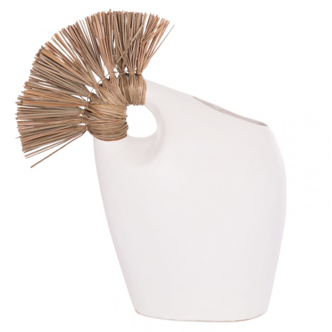 Επιτραπέζιο διακοσμητικό βάζο "ALICA2" από τερακότα/grass σε χρώμα λευκό 44x18x50