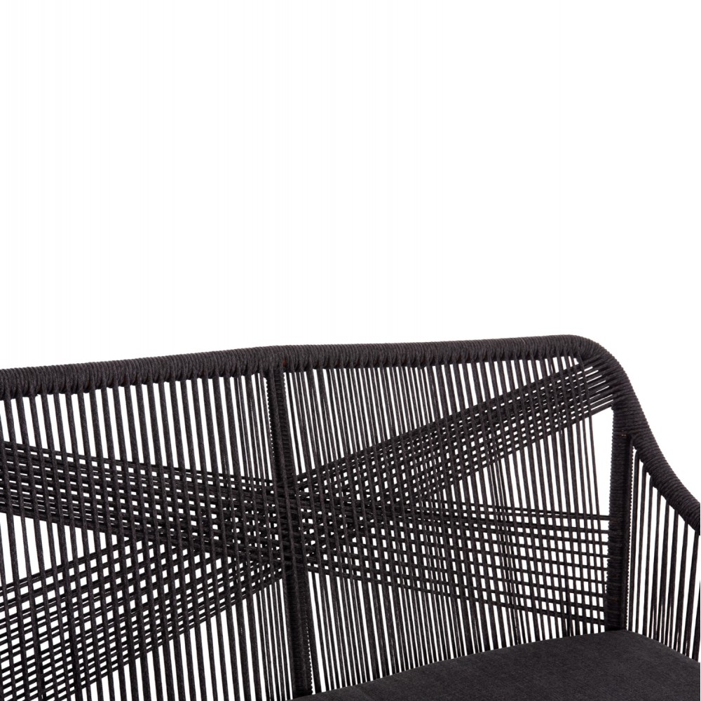 Καναπές διθέσιος "MYRTIA" από αλουμίνιο/σχοινί σε χρώμα καφέ/ανθρακί 123x61x90