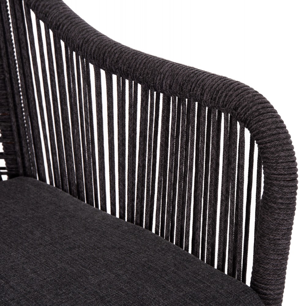 Καναπές διθέσιος "MYRTIA" από αλουμίνιο/σχοινί σε χρώμα καφέ/ανθρακί 123x61x90