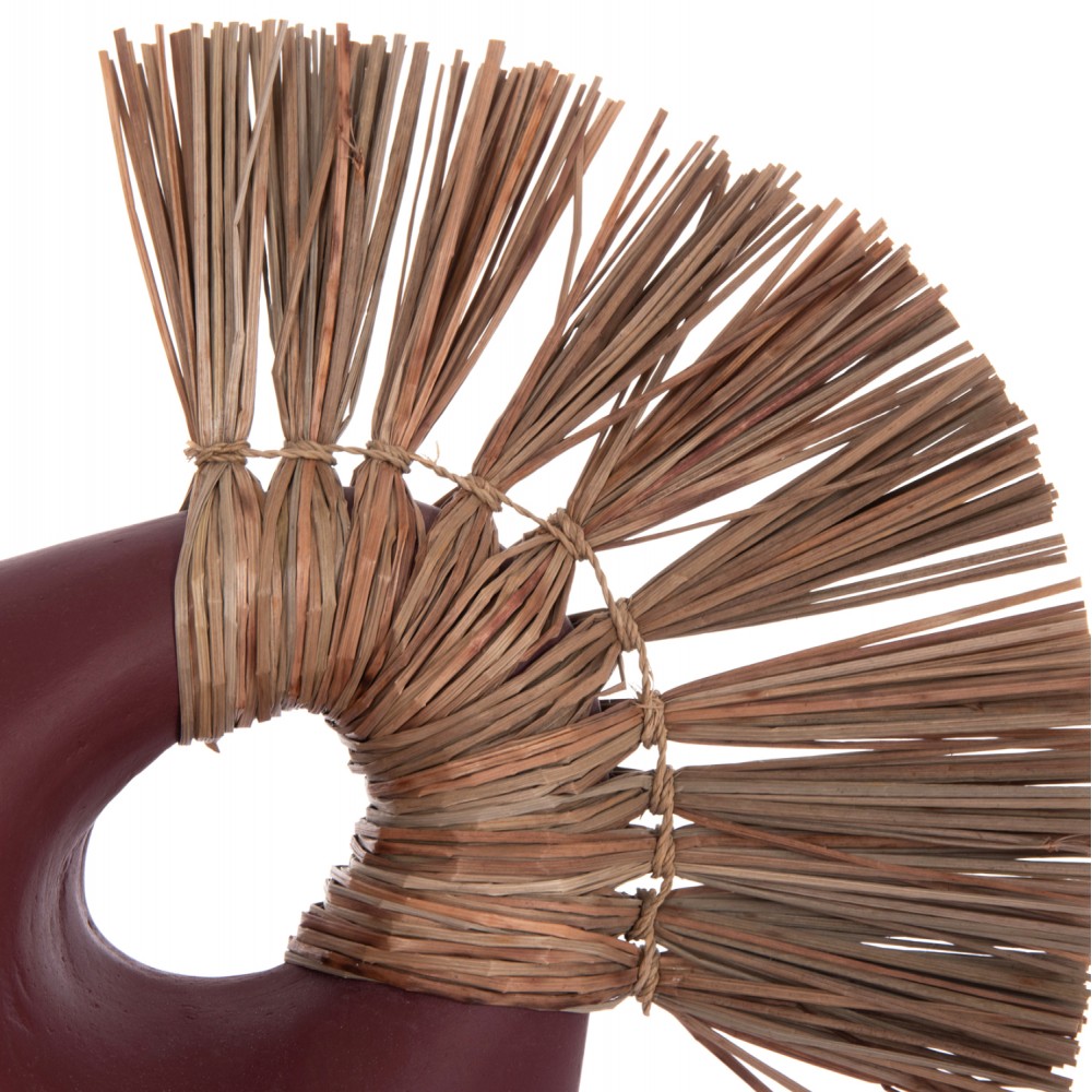 Επιτραπέζιο διακοσμητικό βάζο "ALICA2" από τερακότα/grass σε χρώμα βυσσινί 44x18x50