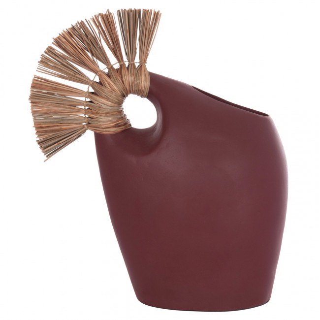 Επιτραπέζιο διακοσμητικό βάζο "ALICA2" από τερακότα/grass σε χρώμα βυσσινί 44x18x50