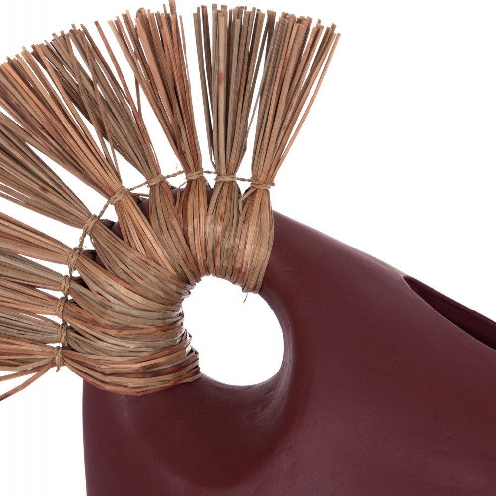 Επιτραπέζιο διακοσμητικό βάζο "ALICA2" από τερακότα/grass σε χρώμα βυσσινί 44x18x50