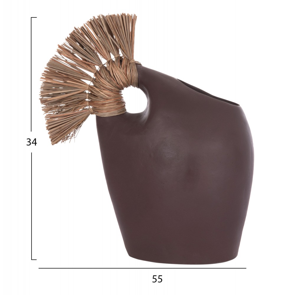 Επιτραπέζιο διακοσμητικό βάζο "ALICA2" από τερακότα/grass σε χρώμα σοκολατί 44x18x50