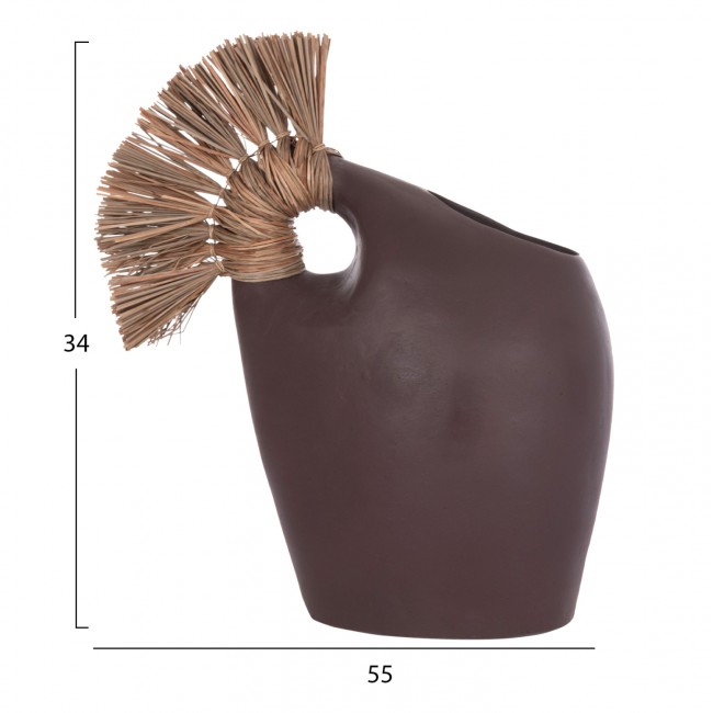 Επιτραπέζιο διακοσμητικό βάζο "ALICA2" από τερακότα/grass σε χρώμα σοκολατί 44x18x50