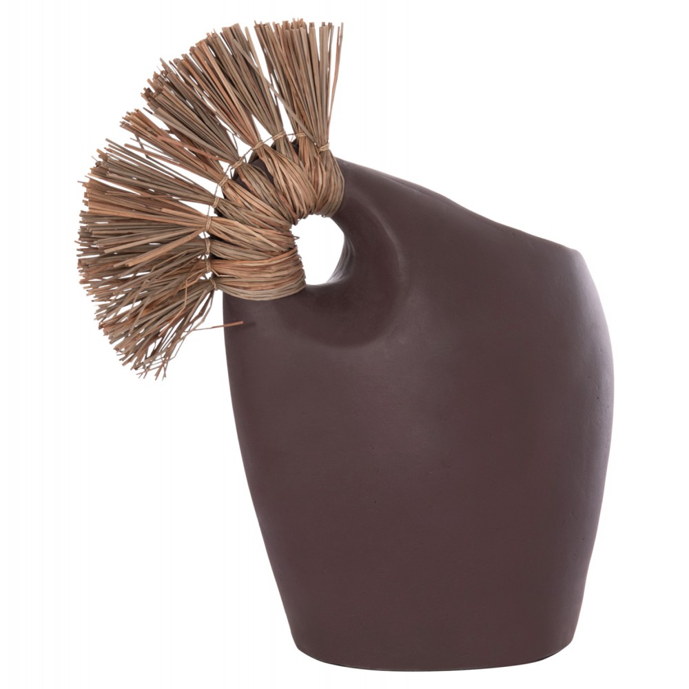 Επιτραπέζιο διακοσμητικό βάζο "ALICA2" από τερακότα/grass σε χρώμα σοκολατί 44x18x50