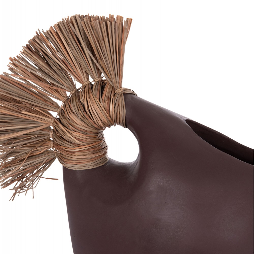 Επιτραπέζιο διακοσμητικό βάζο "ALICA2" από τερακότα/grass σε χρώμα σοκολατί 44x18x50