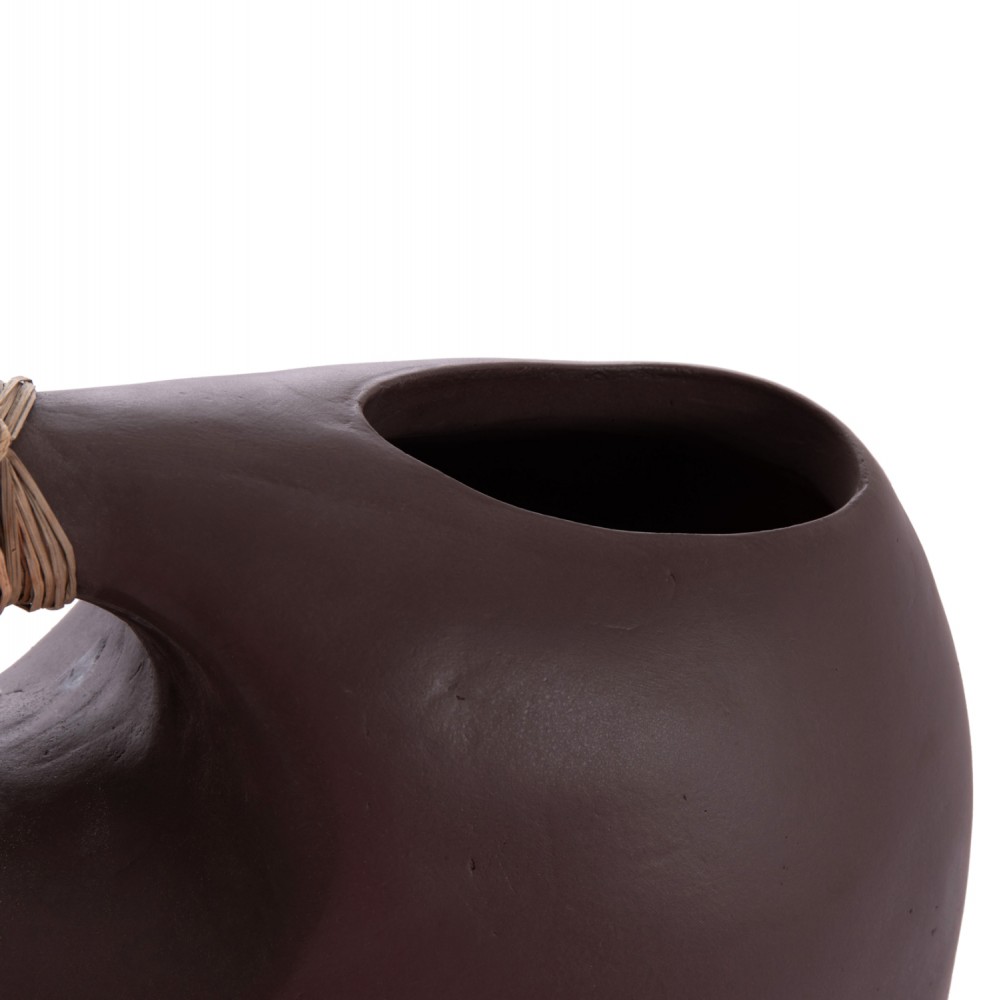 Επιτραπέζιο διακοσμητικό βάζο "ALICA2" από τερακότα/grass σε χρώμα σοκολατί 44x18x50