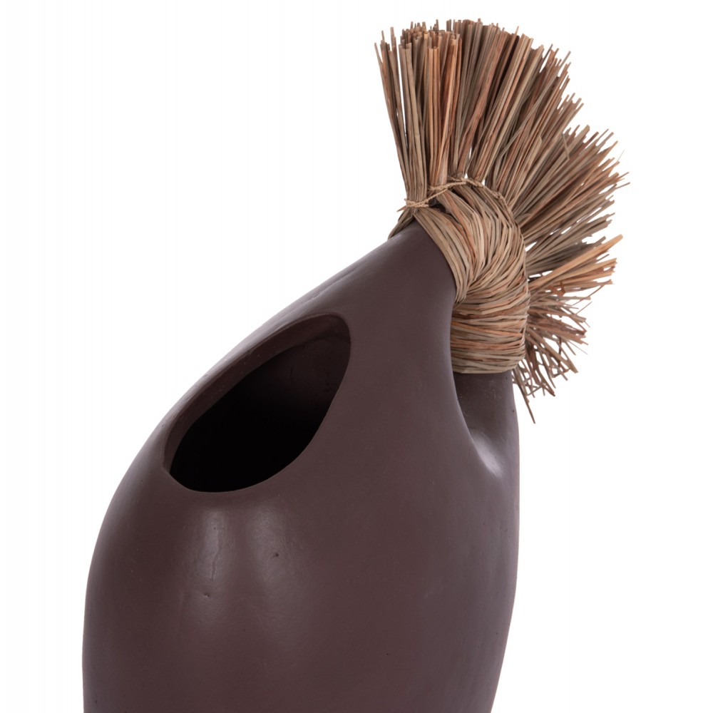 Επιτραπέζιο διακοσμητικό βάζο "ALICA2" από τερακότα/grass σε χρώμα σοκολατί 44x18x50