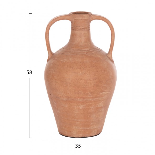 Επιτραπέζιος διακοσμητικός αμφορέας "FEAX" από τερακότα σε χρώμα φυσικό 35x35x58