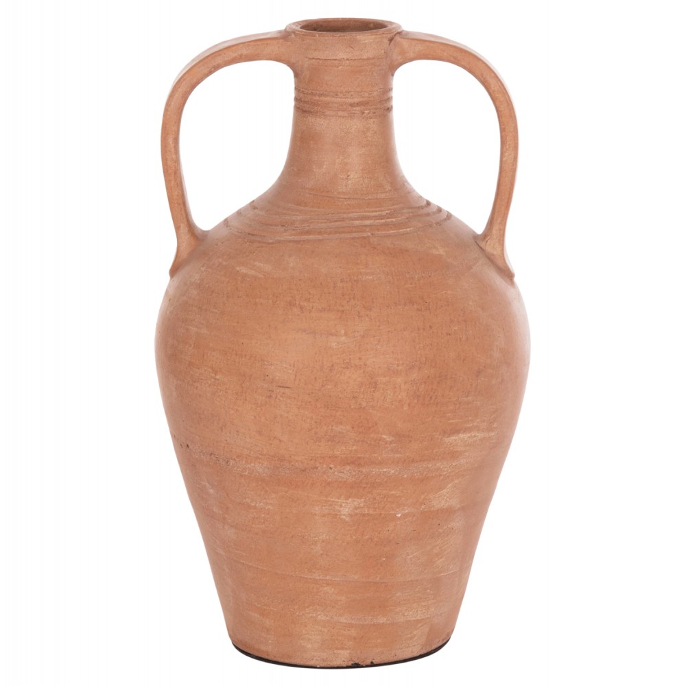 Επιτραπέζιος διακοσμητικός αμφορέας "FEAX" από τερακότα σε χρώμα φυσικό 35x35x58