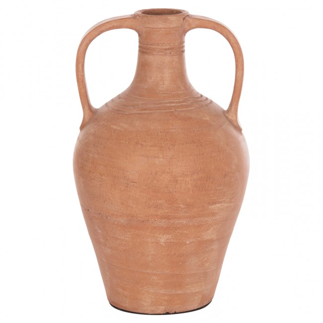 Επιτραπέζιος διακοσμητικός αμφορέας "FEAX" από τερακότα σε χρώμα φυσικό 35x35x58