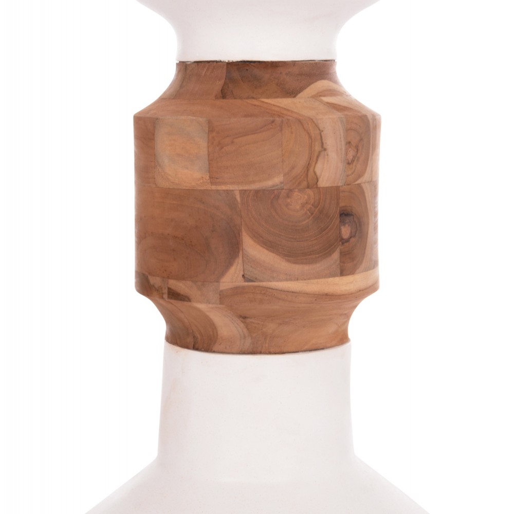 Διακοσμητικό βάζο δαπέδου "NEBULA" από fiber cement/ξύλο σε χρώμα λευκό/φυσικό Φ60x115