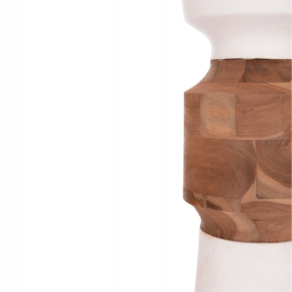 Διακοσμητικό βάζο δαπέδου "NEBULA" από fiber cement/ξύλο σε χρώμα λευκό/φυσικό Φ60x115