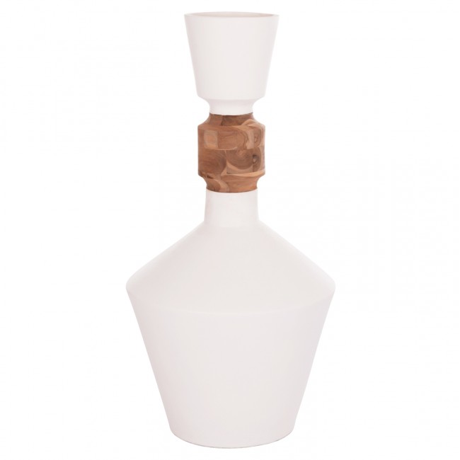 Διακοσμητικό βάζο δαπέδου "NEBULA" από fiber cement/ξύλο σε χρώμα λευκό/φυσικό Φ60x115