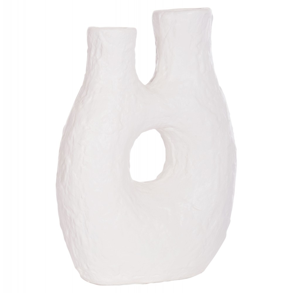 Επιτραπέζιο διακοσμητικό βάζο "NAMENTIS" από τερακότα σε χρώμα λευκό 27x13.5x37