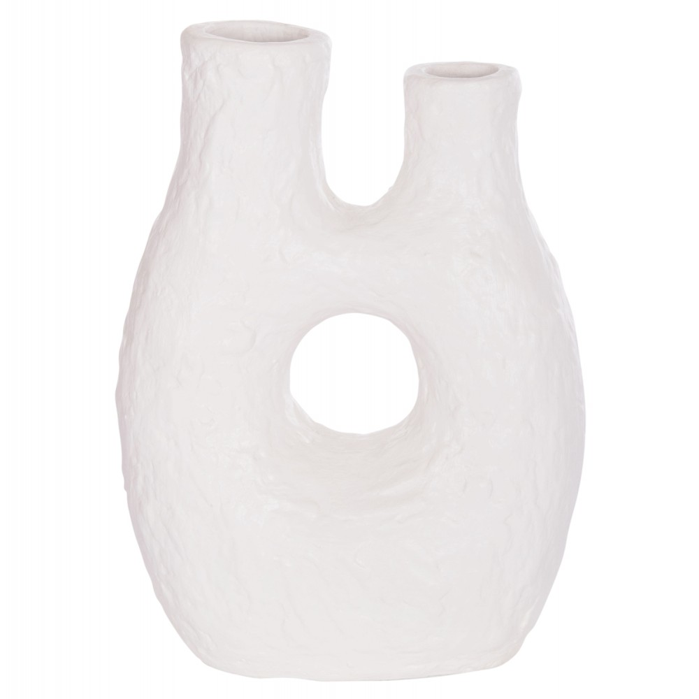 Επιτραπέζιο διακοσμητικό βάζο "NAMENTIS" από τερακότα σε χρώμα λευκό 27x13.5x37