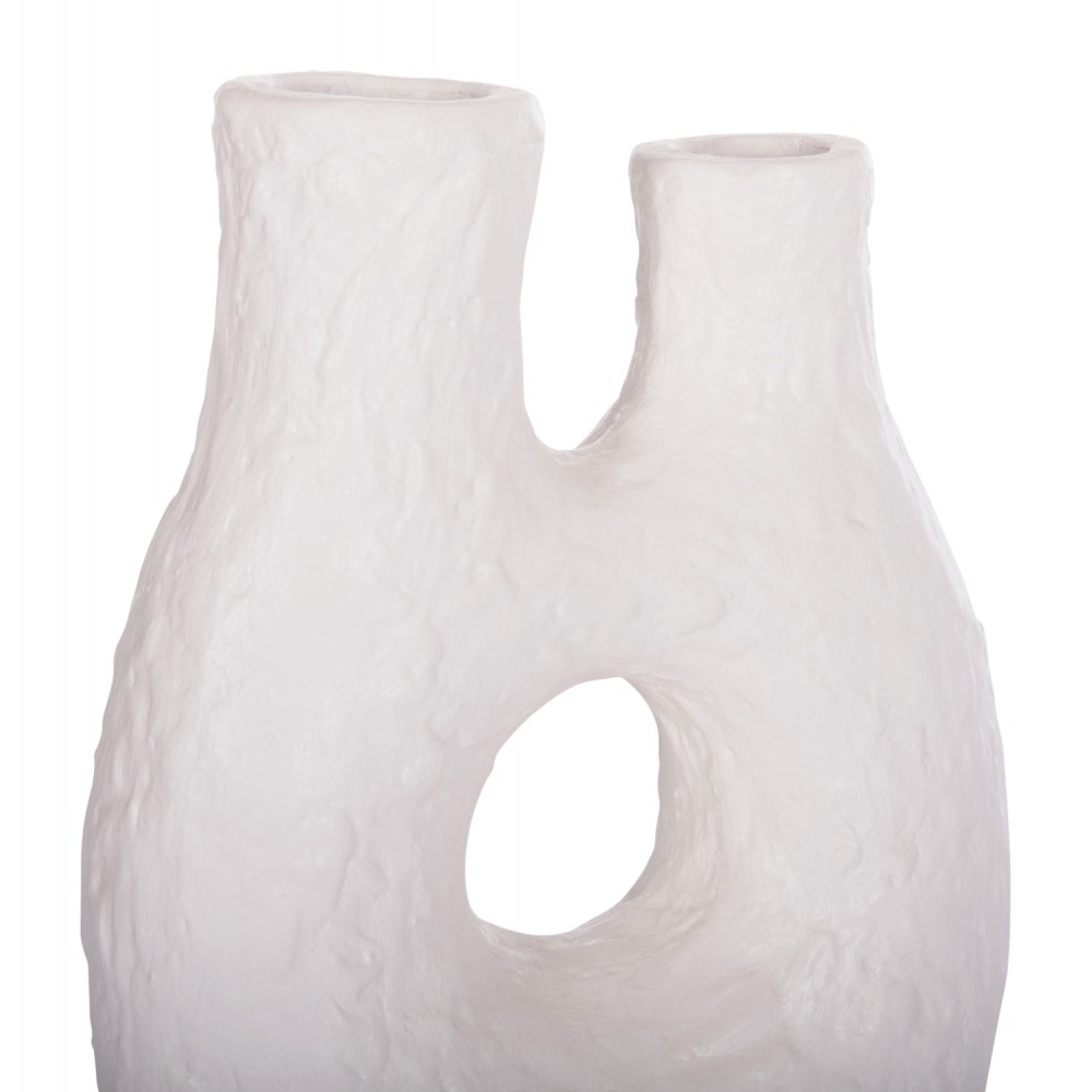 Επιτραπέζιο διακοσμητικό βάζο "NAMENTIS" από τερακότα σε χρώμα λευκό 27x13.5x37
