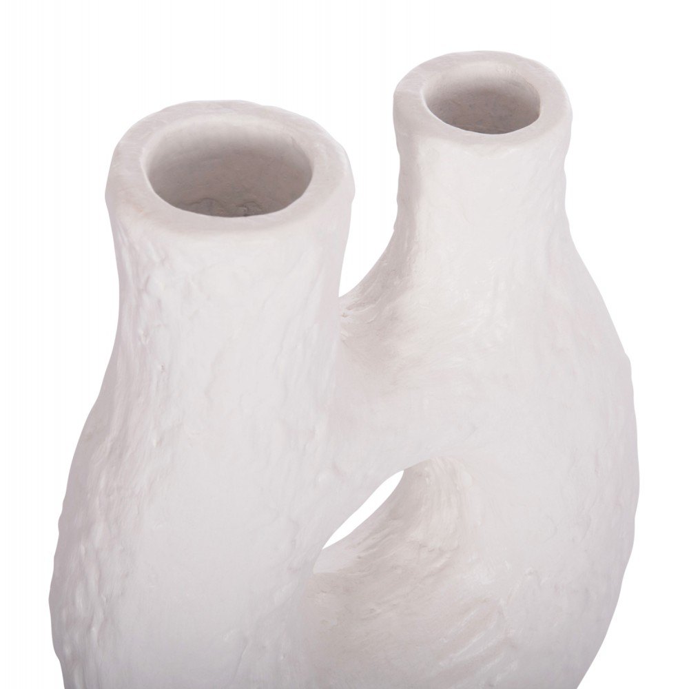 Επιτραπέζιο διακοσμητικό βάζο "NAMENTIS" από τερακότα σε χρώμα λευκό 27x13.5x37