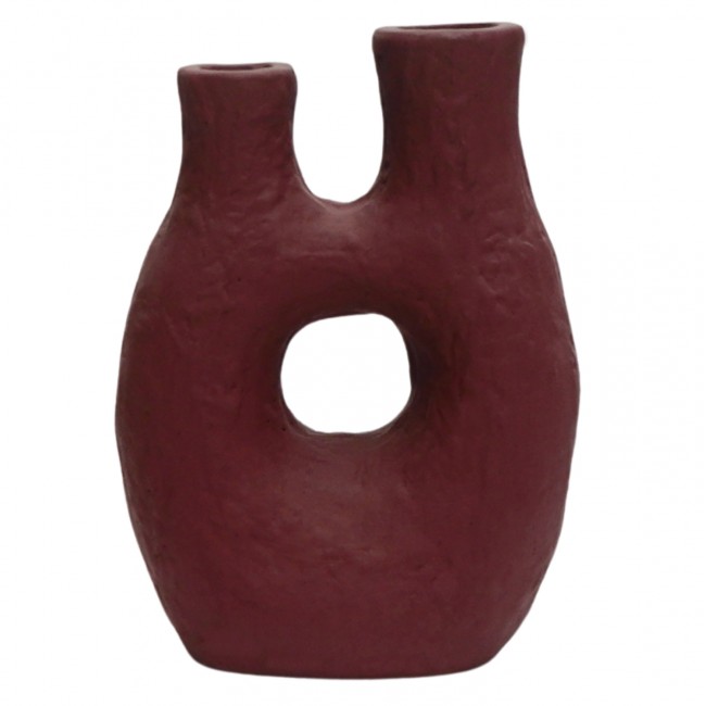 Επιτραπέζιο διακοσμητικό βάζο "NAMENTIS" από τερακότα σε χρώμα βυσσινί 27x13.5x37